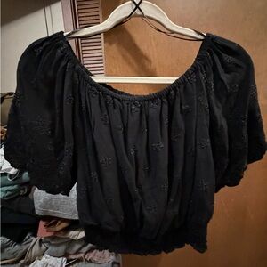 Francesca's Collections Black Floral Blouse